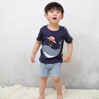 huanzi886364 เสื้อยืดลายการ์ตูน กางเกงขาสั้นลำลอง 2 ชิ้น สำหรับเด็ก