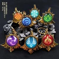 Anime Genshin Keychain Element Vision Gods 7 Weapons Of Original KeyRing