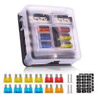 6 Way 12V Fuze Box 12Volt Blade Fuze Block, 6 Circuit with Negative Bus Waterproof Fuze Box with LED Indicator