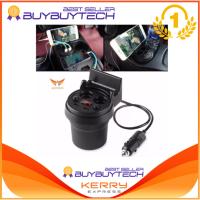 buybuytech Multifunctional Cup Shape Car Charger 4 IN 1 ถ้วยขยายช่องจุดบุหรี่ 2 ช่อง USB 2 port ในรถยนต์ หน้าจอแสดงผลวัดค่าวัดแบตเตอรี่ และ ที่วางโทรศัพท์ (จำนวน 1ชิ้น)-สีดำ