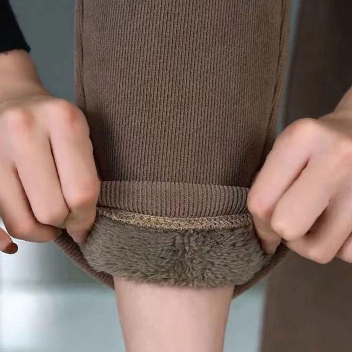 xiang-nian-ni-เพิ่มขนแกะและหนายุโรปกางเกงลำลอง-velveteen-สำหรับผู้หญิงสวมกางเกง-haren-เอวสูงหลวม