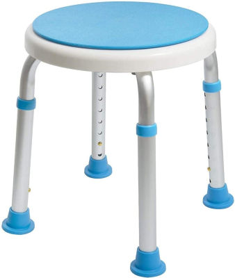 Vaunn Medical Tool-Free Assembly Adjustable Swivel Shower Stool Seat Bench with Anti-Slip Rubber Tips for Safety and Stability Baby Blue