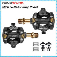 RACEWORK MTB ขี่จักรยานล็อคตัวเอง SPD เหยียบเหยียบภูเขาจักรยาน Clipless DU แบริ่งพักเท้าชิ้นส่วนเหยียบจักรยานเสือภูเขา