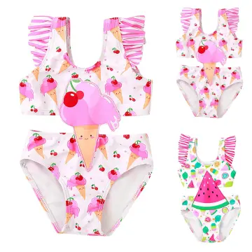 Toddler Baby Girl's 3 Piece Swimsuits Strawberry Prints Cute Bikini Bathing  