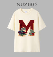 NUZIRO เสื้อยืดแขนสั้นทรงหลวมขนาดใหญ่สำหรับผู้หญิงจากผ้าฝ้ายพิมพ์ตัวอักษรเกาหลี