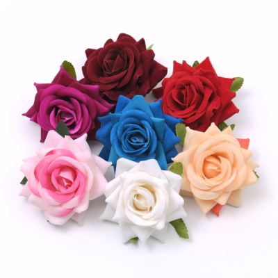 [AYIQ Flower Shop] 10ชิ้น5เซนติเมตร6เซนติเมตรกุหลาบสีแดงประดิษฐ์ดอกไม้ผ้าไหมหัวตกแต่งงานแต่งงาน DIY พวงหรีดกล่องของขวัญสมุดหัตถกรรมดอกไม้ปลอม