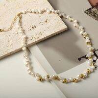 2023Spring Natural Pearl Chain Choker Bib Statement necklace Golden Hematite Beads white Coral Crystal yellow Smile Beads