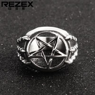 REZEX เครื่องประดับส่วนบุคคลย้อนยุคดาวไทเทเนียมแหวนเหล็ก