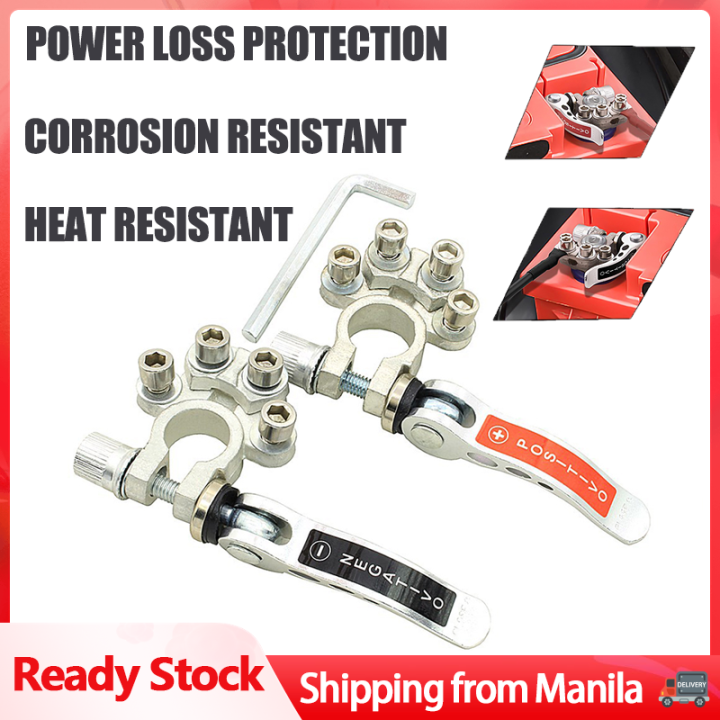 【24 hours delivery】2Pcs Car Battery Terminals Wire Cable Clamp Quick