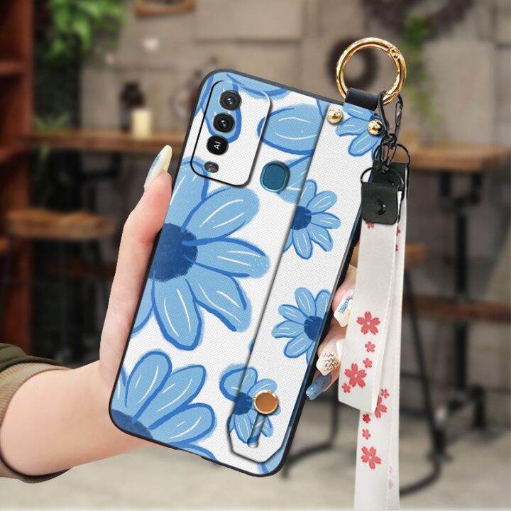 lanyard-cartoon-phone-case-for-itel-p37-pro-vision2-plus-new-arrival-back-cover-phone-holder-ring-anti-dust-sunflower