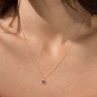 Cute Lovely Blue Heart CZ Arrow Charm Necklace for Girl Women Geometric Birthstone 925 sterling silver Jewelry