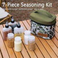 hotx【DT】 Seasoning Bottle Set Camping Storage Reusable Spice Condiment Jars Organizer Basket Outdoor BBQ Utensils