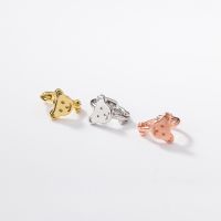 [COD] s925 tremella buckle simple fresh cute animal bear temperament sweet and earrings M00090