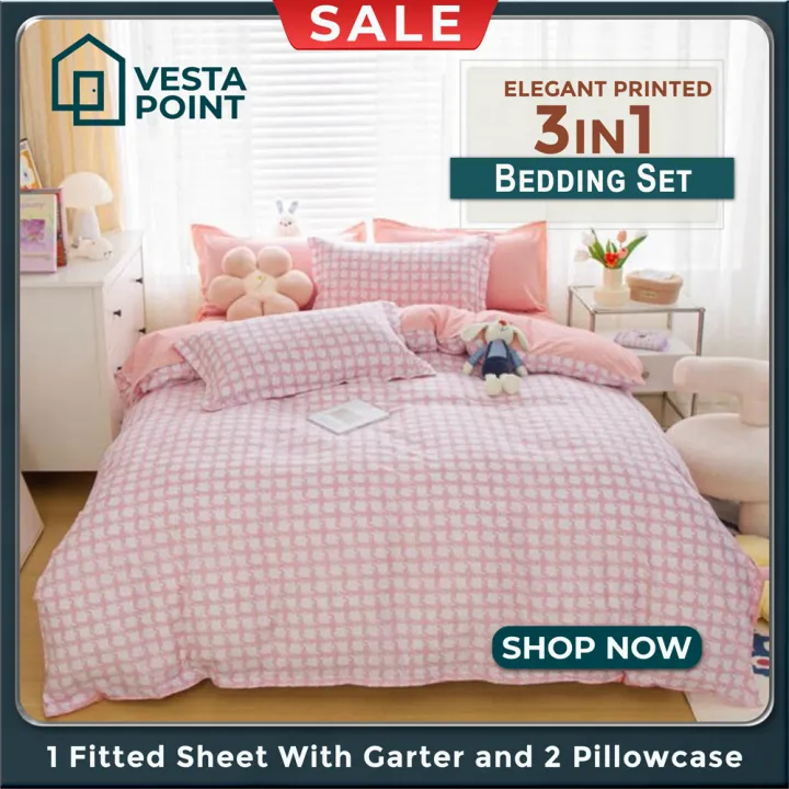 Vesta Point 3 in 1 Pink Geometric Pattern Print Design Garterized