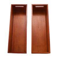 Set of 2 Kitchen Storage Box,Open-Top Bamboo Storage Tray with Handles,for Cupboard Organiser