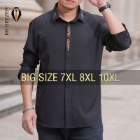 เสื้อเชิ้ตยีนส์สำหรับผู้ชายไซส์ใหญ่พิเศษ10XL 8XL 7XL 6XL เดรสทรงหลวมปักสีทองแบบลำลองทรงหลวมแขนยาวนุ่ม