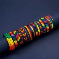 Handmade LGBT Rainbow Lesbians Gays Pride Bisexuals Bracelets for Women Girls Pride Woven Braided Men Couple Friendship Jewelry Charms and Charm Brace