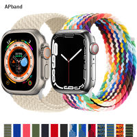 สำหรับApple Watch Band 45 มม.44 มม.40 มม.41 มม.49 มม.42 มม.38 มม.ไนลอนถักSolo Loopสร้อยข้อมือIWatch Serie Ultra 3 4 5 Se 6 7 8-Yeors