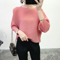 2023 Hot Pleated bat sleeve top  new spring and summer design niche shirt womens loose bottoming shirt