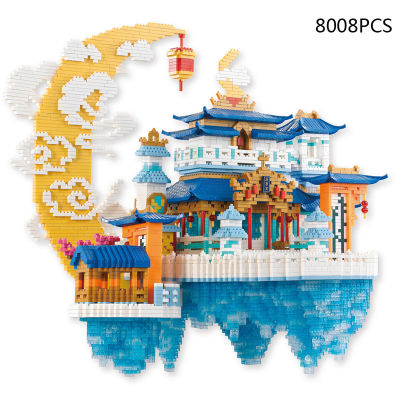Chinese Moon Palace Micro Diamond Block ตำนานจีน Wonderland Architecture Nanobrick ประกอบอาคารอิฐของเล่น Light