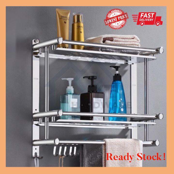 [READY STOCK] Stainless Steel Bathroom Towel Rack Bathroom Shelf