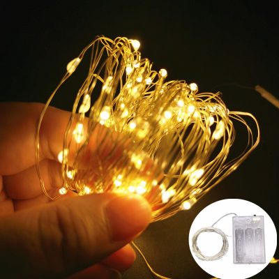 10pcs Copper Wire LED String Lights Fairy Garland Christmas Lights Outdoor Home Room Lamp Wedding Holiday Decor Battery Powered