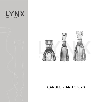 LYNX - Candle Stand 13620 - เชิงเทียนแก้ว เชิงเทียนคริสตัล ทรงพู่ ลายร่องริ้วตรง มีให้เลือก 3 ขนาด ความสูง 9 ซม., 15 ซม. และ 20 ซม.