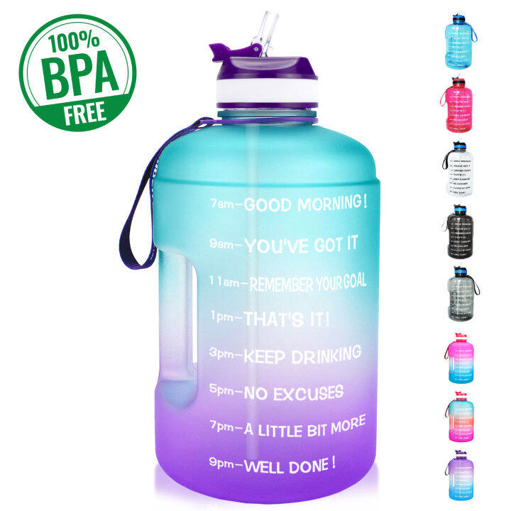 Quifit 3.78L 2.2L 1.3L 128Oz Botol Air Gallon dengan Jerami Motivasi ...