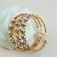 Zhuji Pearl Wrap เครื่องประดับตาข่ายสร้อยข้อมือไข่มุกน้ำจืดสีแดง MV5V