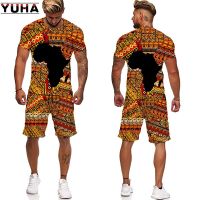 TEXYUHA African 3D Print Womens/Mens T-shirts Sets Africa Dashiki Men’s Tracksuit/Tops/Shorts Sport And Leisure Summer Male Suit