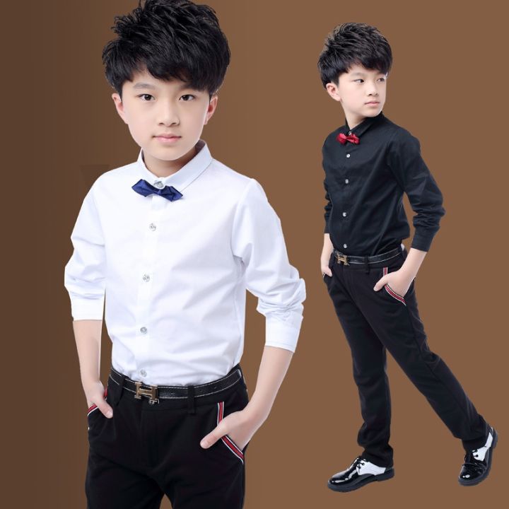 new-children-boys-shirts-cotton-solid-black-white-shirt-with-tie-boys-for-3-15-years-teenage-school-performing-costumes-blouse