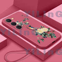 สำหรับ Samsung S23เคสโทรศัพท์การออกแบบที่ดอกไม้และนกฝาครอบ TPU นิ่มลายการ์ตูน