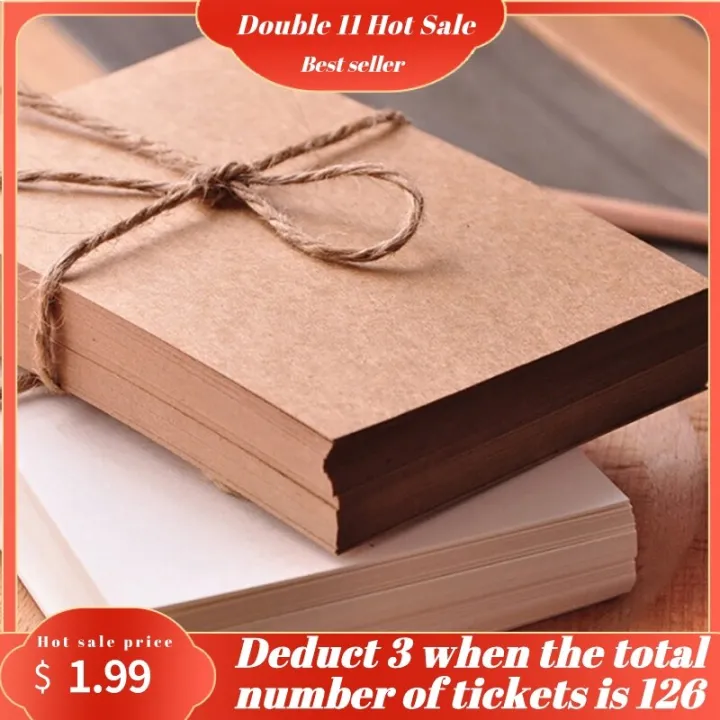 50 Sheets/ Set Blank Invitation Cards, White/ Kraft Brown Postcard
