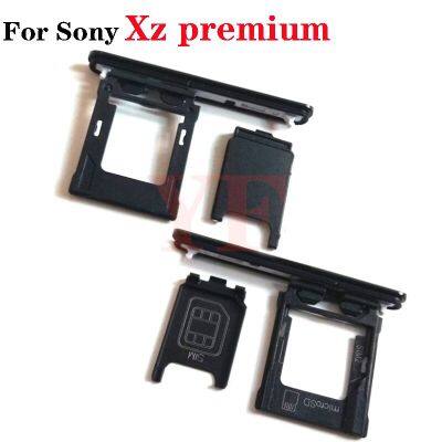 ‘；【。- For Sony Xperia XZ Premium XZP G8142 G8141 Sim Card Tray Holder Slot With Side Plug Part SD Card Tray + Dust Plug