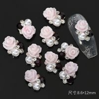 10Pcs Acrylic Flowers Nail Rhinestones 10x9.6mm Pearl Diamond Nail Art Decoration For DIY Manicure Supplies Crystal Nail Parts