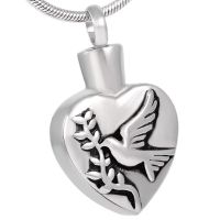 8235 Stainless Steel Dove Olive Branch Olive Branch Heart Waterproof Cremation Necklace With Personalized Engraving