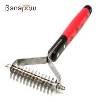 [Nai Nai comb]Benepaw มืออาชีพสแตนเลสคู่กว้างเสื้อคราดสัตว์เลี้ยง Dematting หวีสำหรับสุนัขแมว Detangling ถอดนอตกรูมมิ่ง