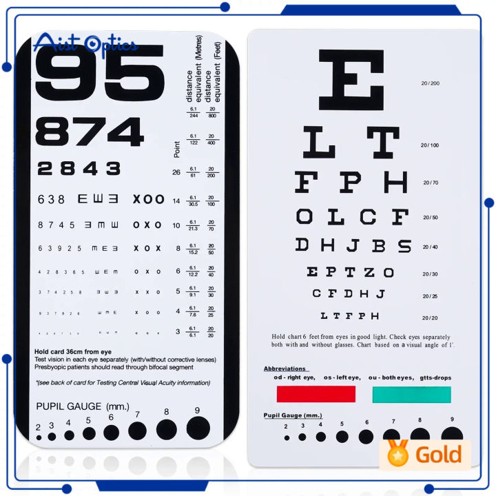 Far Near Vision Standardized Eye Chart Visual Testing Pocket Eye Chart