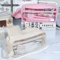 □✉ Transparent Large Capacity Pencil Bag INS Style School Case Stationery Holder Waterproof Portable Pen Case Pencil Storage Bag