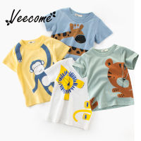 【 Veecome✨เสื้อยืดผ้าฝ้ายนิ่มพิมพ์ลายการ์ตูนสำหรับเด็กผู้ชาย,ฤดูร้อน