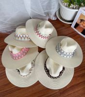 Hats shop9  หมวกสานแฟชั่นทรงปานามา แต่งคาดหลากสี สินค้าพร้อมส่งจากไทย B086