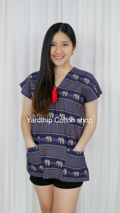 yt41-เสื้อพื้นเมืองผ้าฝ้ายราคาถูก-มีหลากหลายสีสุดปัง