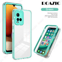 ROAZIC เคสโทรศัพท์โปร่งใสสำหรับ Vivo T1x/Y21/Y21s/Y33s/Y21T/Y33T/Y21A ซองนุ่มกันกระแทกเคสแบบ2 In 1สีลูกกวาดฝาครอบหลังซิลิโคนใส