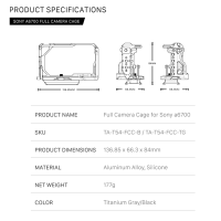 TILTA Sony A6700 TA-T54-FCC-B โครงใส่กล้องเต็มรูปแบบสำหรับ Sony A6700 Dsrl