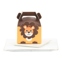 10Pcs Safari Animals Lion Favor Box Packaging Gift Box Paper Bags Animals Birthday Party Decoration Candy Dragee Bonbonniere