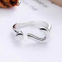 FOXANRY Silver Color Open Rings Couples Accessories INS Fashion Unique Question Mark Design Party Jewelry Gifts Wholesale