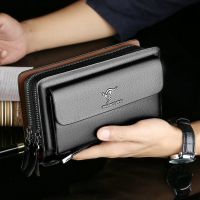 【Layor shop】2021 Men 39; S Wallet Clutch Bag Boys PU Leather Luxury Purse Large Capacity Business Organizer Phone Money Pocket Card Holder Male