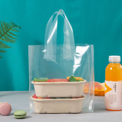 50Pcs 28x28x16cm Transparent Takeaway Packaging Catering Supermarket Shopping Food Fruit Plastic Portable Hand Bags