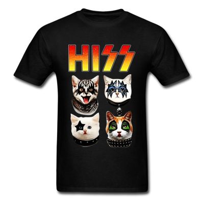 LYZH KISS Hiss Cat Parody Funny Tshirts Rock Meow Group Men T Shirt Hiphop Rock Newest Tops &amp; Tees Gothic High Quality