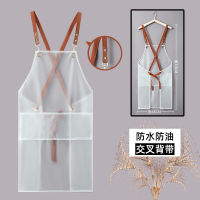 Apron waterproof, oil resistant, transparent cross straps, Korean version smock, household kitchen cooking, female TPU VCXI